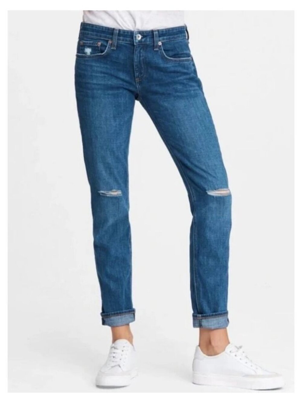 RAG & BONE Dre Low-Rise Slim Boyfriend Jean Size 27 Mission Blue | Made In USA